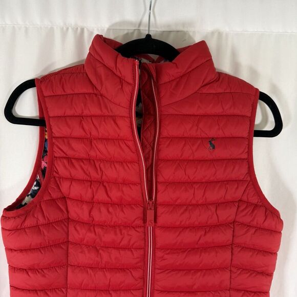Joules Puffer Vest Women's 4 Red Full Zip Zip Pockets Right as Rain Collection - Picture 2 of 12